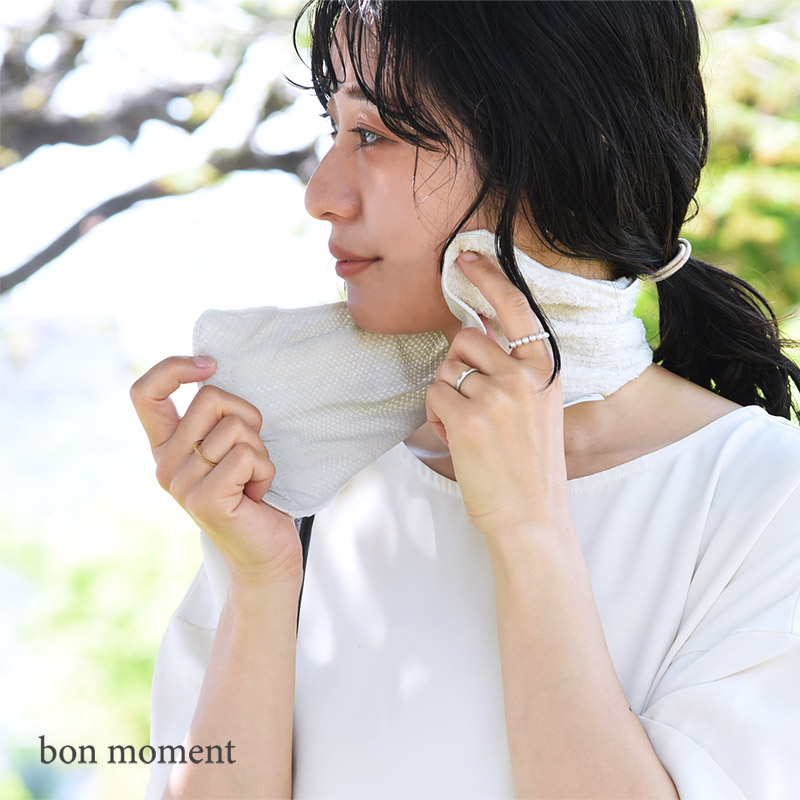 bon moment ひんやり気持ちいい 冷感タオルハンカチ／ボンモマン
