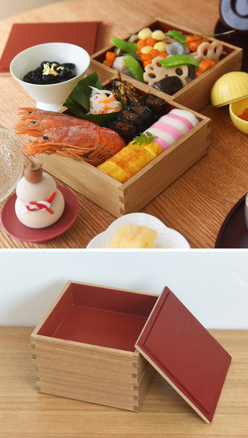 松屋漆器店 白木塗 タモ5.0二段重内朱【送料無料】 : アンジェ