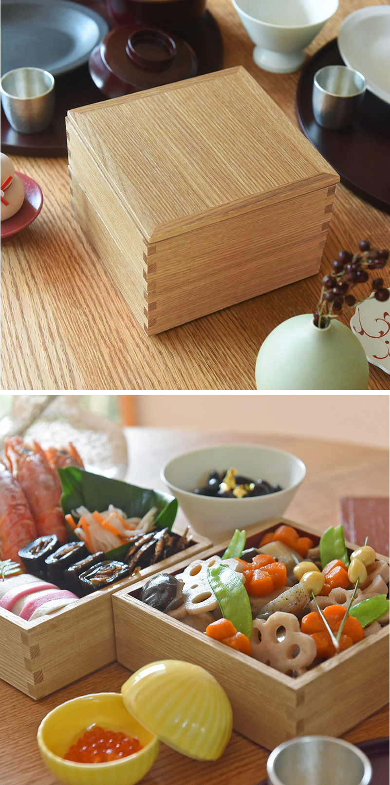 松屋漆器店 白木塗 タモ5.0二段重内朱【送料無料】 : アンジェ