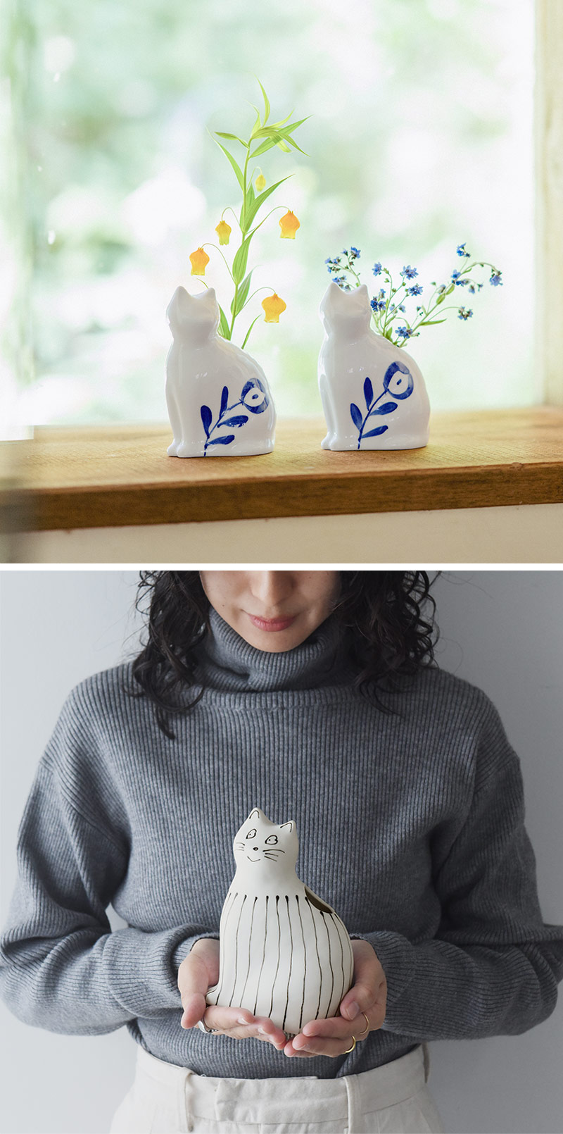 子猫の花器 フラワーベース 波佐見焼 おしゃれ 北欧 陶器 花瓶