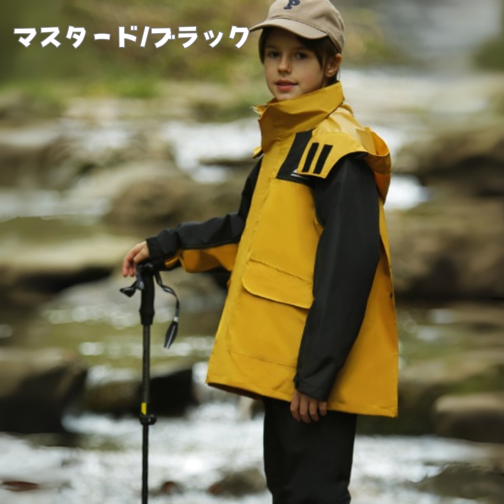 レインコート キッズ 上下 セパレート カッパ 子供 130 140 150 160 小学生 中学生 通学 林間学校 キャンプ | ブランド登録なし | 02