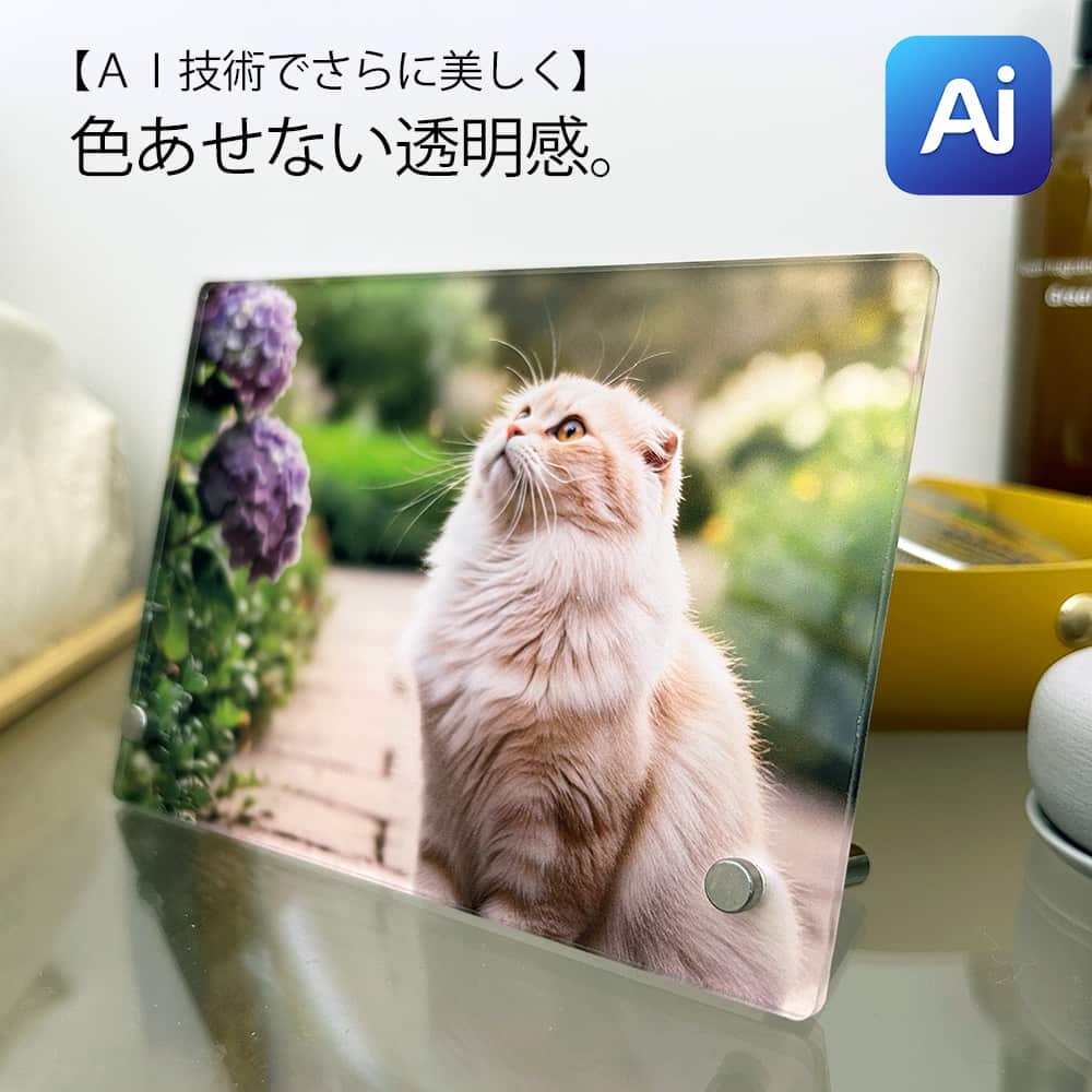 AI機能搭載で自分で作れる アクリルフォト スタンド （長方形） 壁掛け