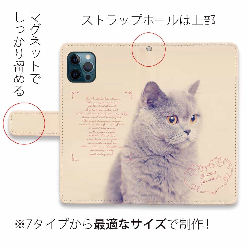 スマホケース 手帳型 ブリティッシュショートヘア おしゃれ ネコ 子猫 ねこ iPhone14 Pro Max 14 Plus iPhone SE3  Xperia 10 IV Galaxy AQUOS Pixel7a Pro :diary2017041901:Angler s Case  アングラーズケース 通販 