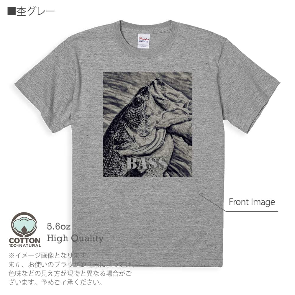 釣り Tシャツ 半袖 ブラックバス ハンドランディング モノトーン 5.6oz 綿100% メンズ ...