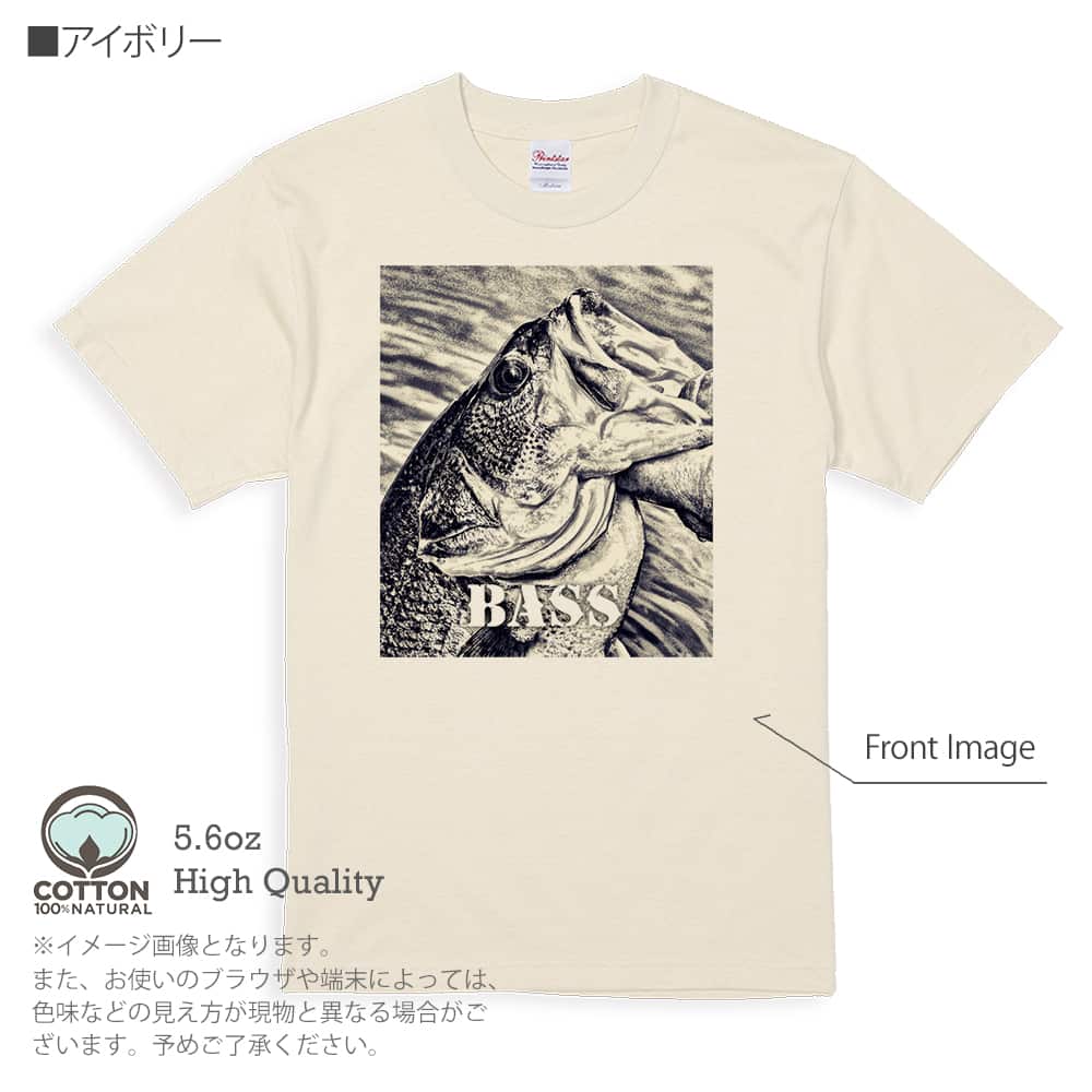 釣り Tシャツ 半袖 ブラックバス ハンドランディング モノトーン