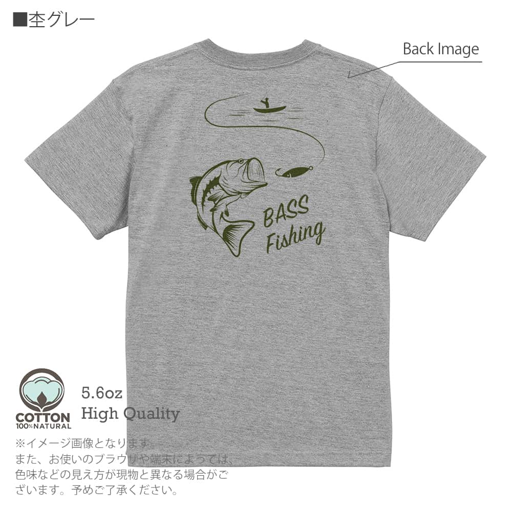 釣りTシャツ ブラックバス　グレー　XLサイズ ⑩ 釣り Tシャツ 半袖 バス釣り 5.6oz 綿100% メンズ レディース