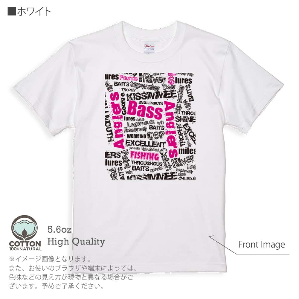 釣り Tシャツ 半袖 BASS テキストデザイン ピンク メンズ レディース