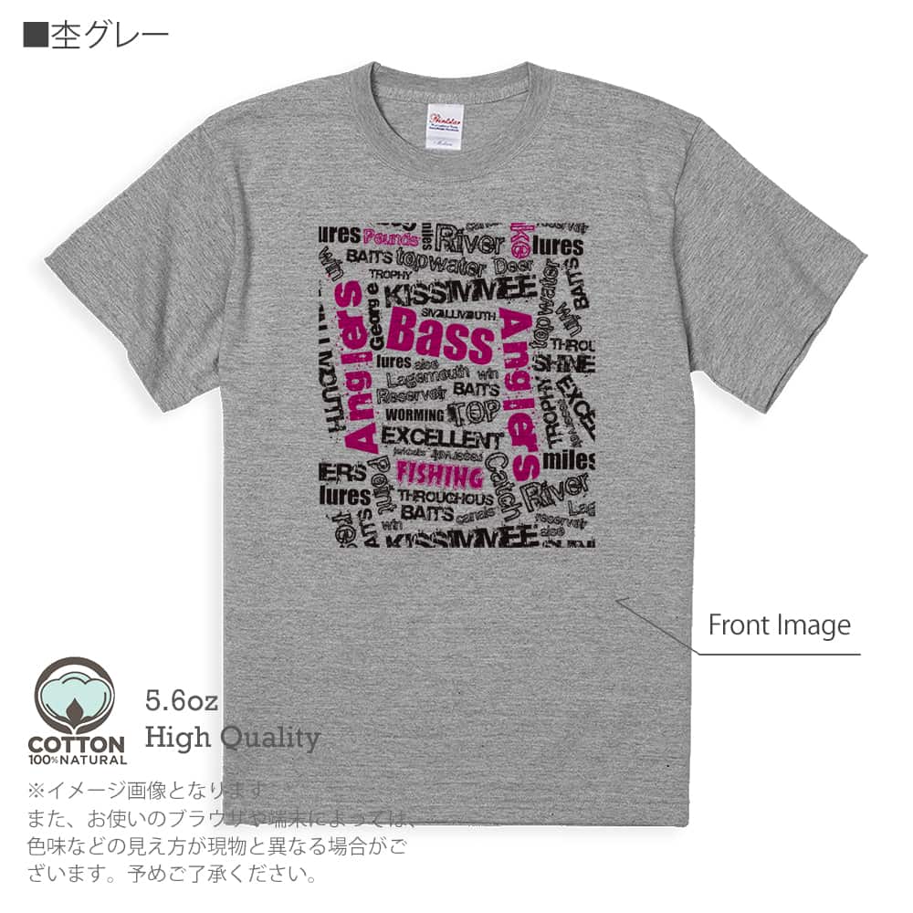 釣り Tシャツ 半袖 BASS テキストデザイン ピンク メンズ レディース