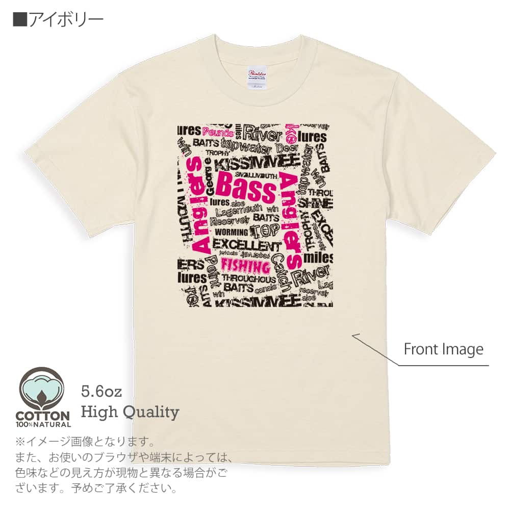 釣り Tシャツ 半袖 BASS テキストデザイン ピンク メンズ レディース