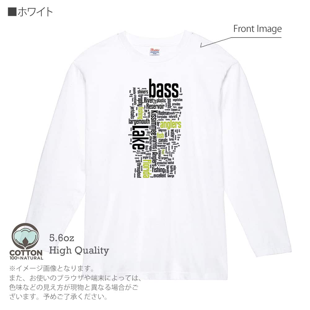 釣り Tシャツ 長袖 bass Text-Design 5.6oz 綿100% メンズ レディース ...