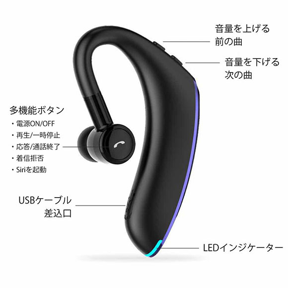 ワイヤレスイヤホン 片耳 片掛け iPhone Pixel Xperia Bluetooth5.0 