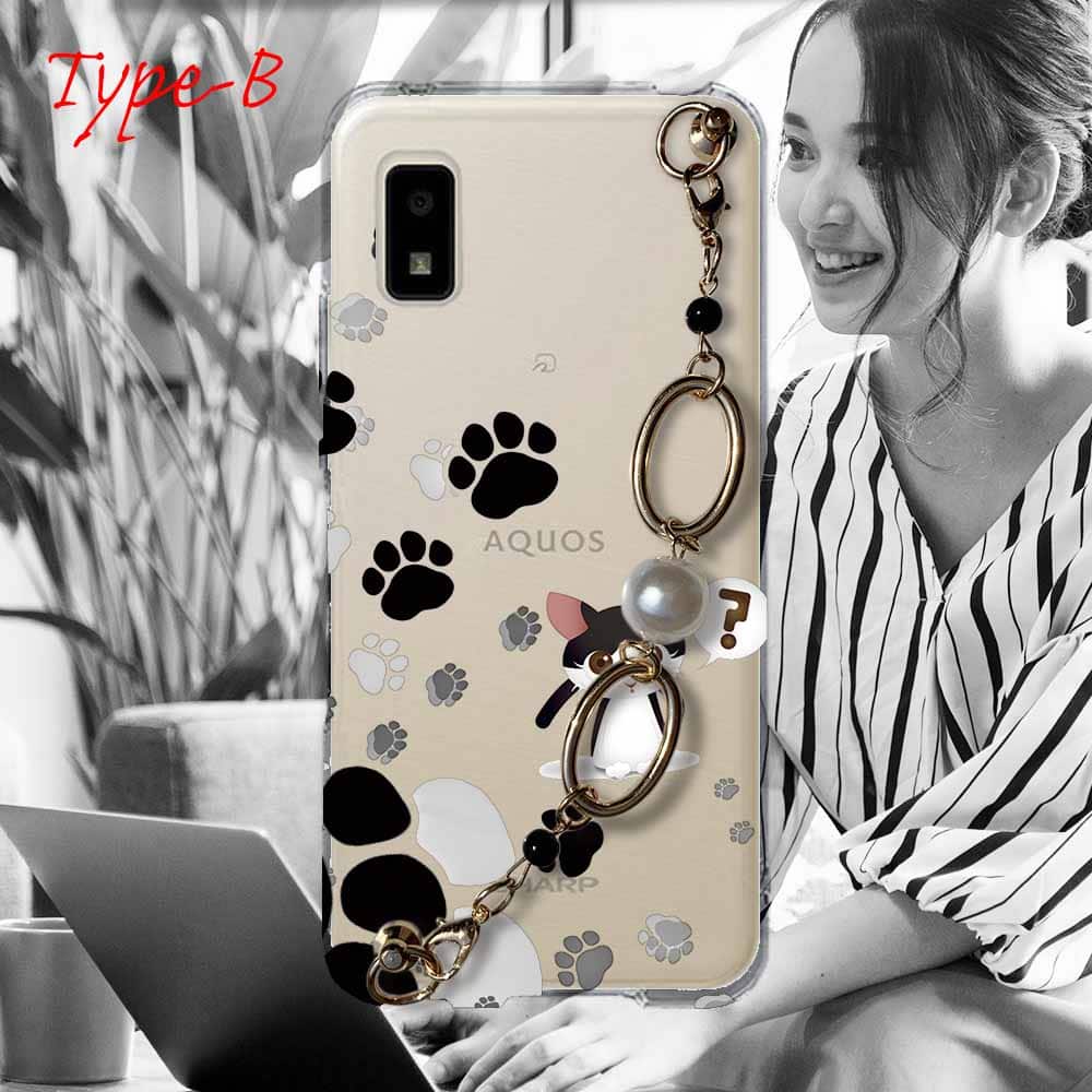 AQUOS wish スマホケース 5種の キーリングハンガー付き TPU