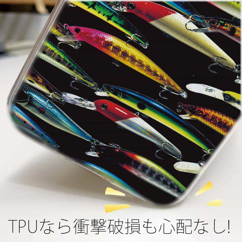スマホケース ソフトケース TPU ルアーのコレクション ブラック 魚