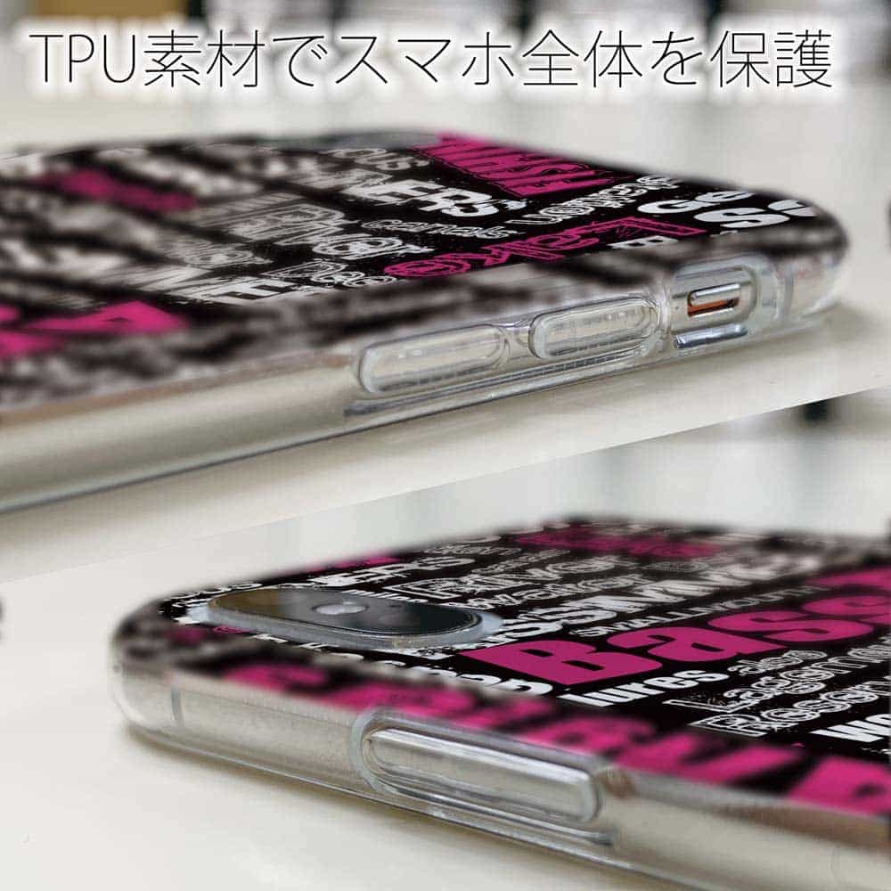 ピンク 波紋模様 ソフトケース　iPhone17pro スマホケース ソフトケース TPU BASS テキストデザイン ショッキング