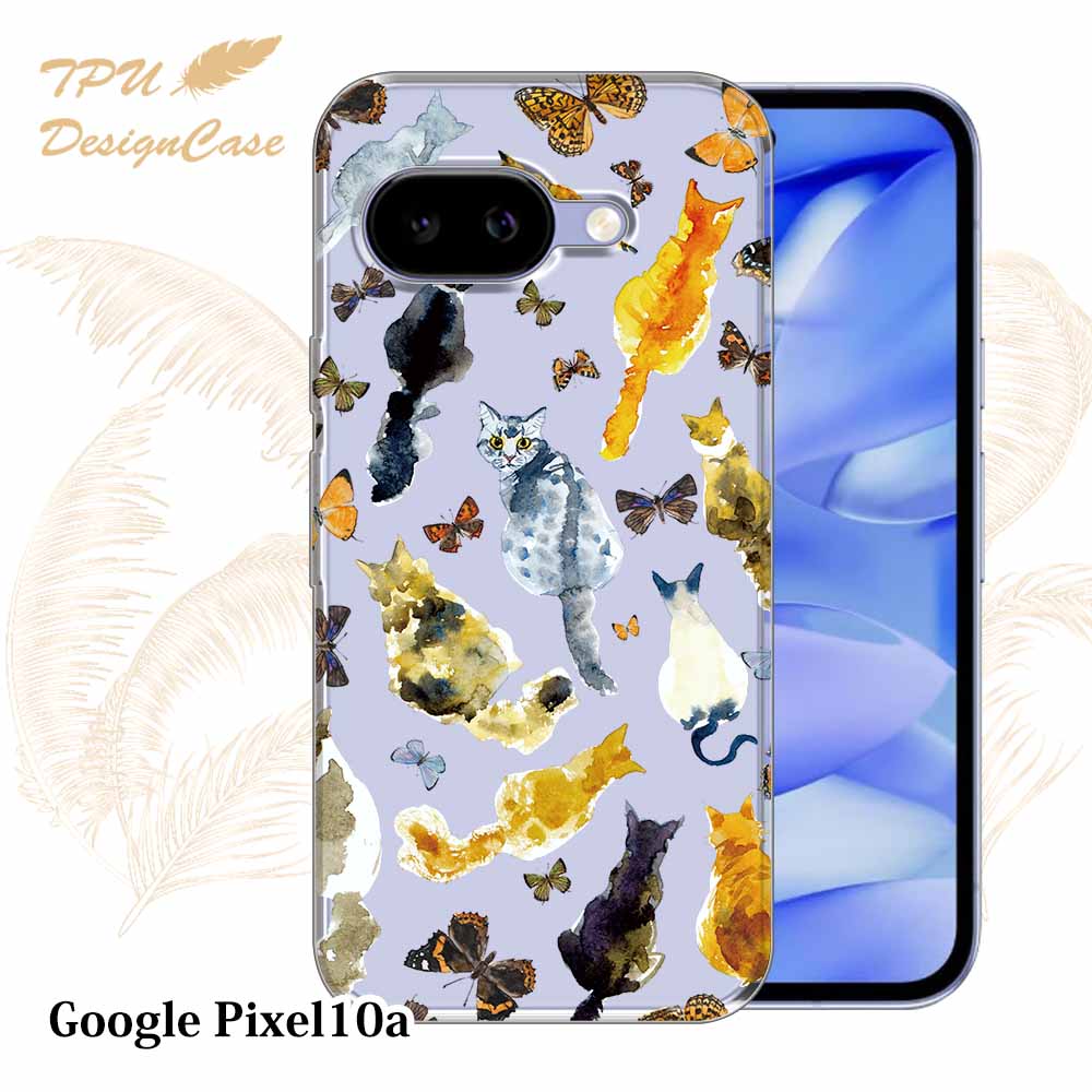 Google Pixel 10a ケース 猫の背中 猫 動物 クリア 透明 ソフト TPU