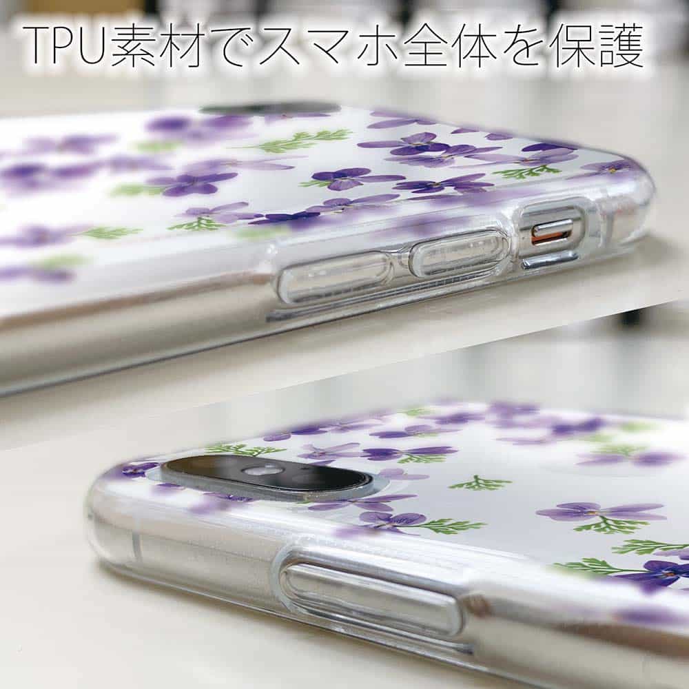 ソフトケース 花柄 スマホケース TPU すみれ かわいい カラフル