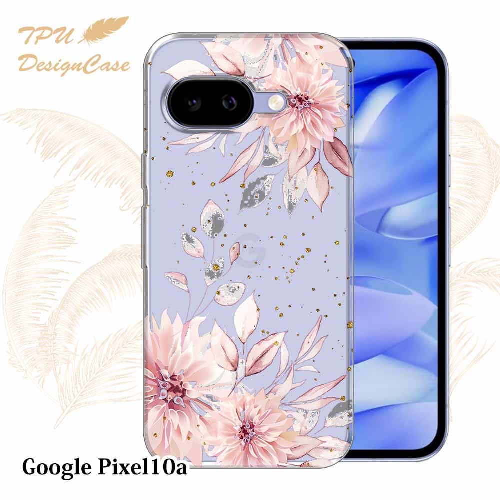 【美品】Google Pixel 10a ピンク 128GB ケース付き Google Pixel 10a ケース スプリングピンク 花柄 クリア 透明 ソフト