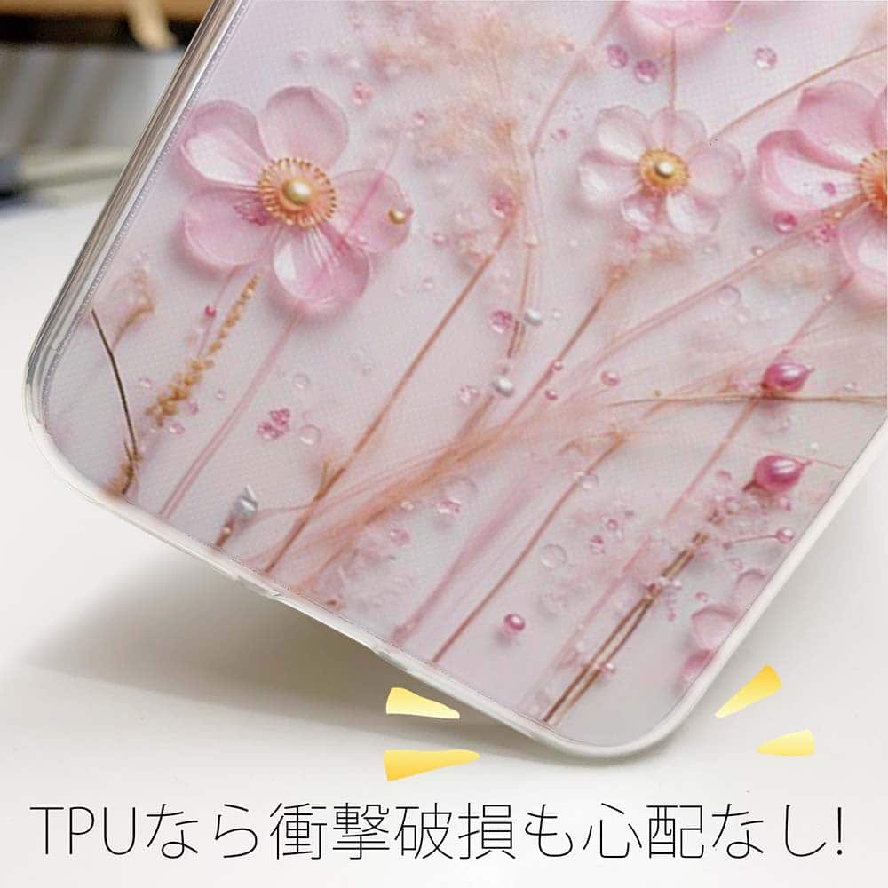 ソフトケース 花柄 スマホケース TPU プラスチックフラワー ピンク No2