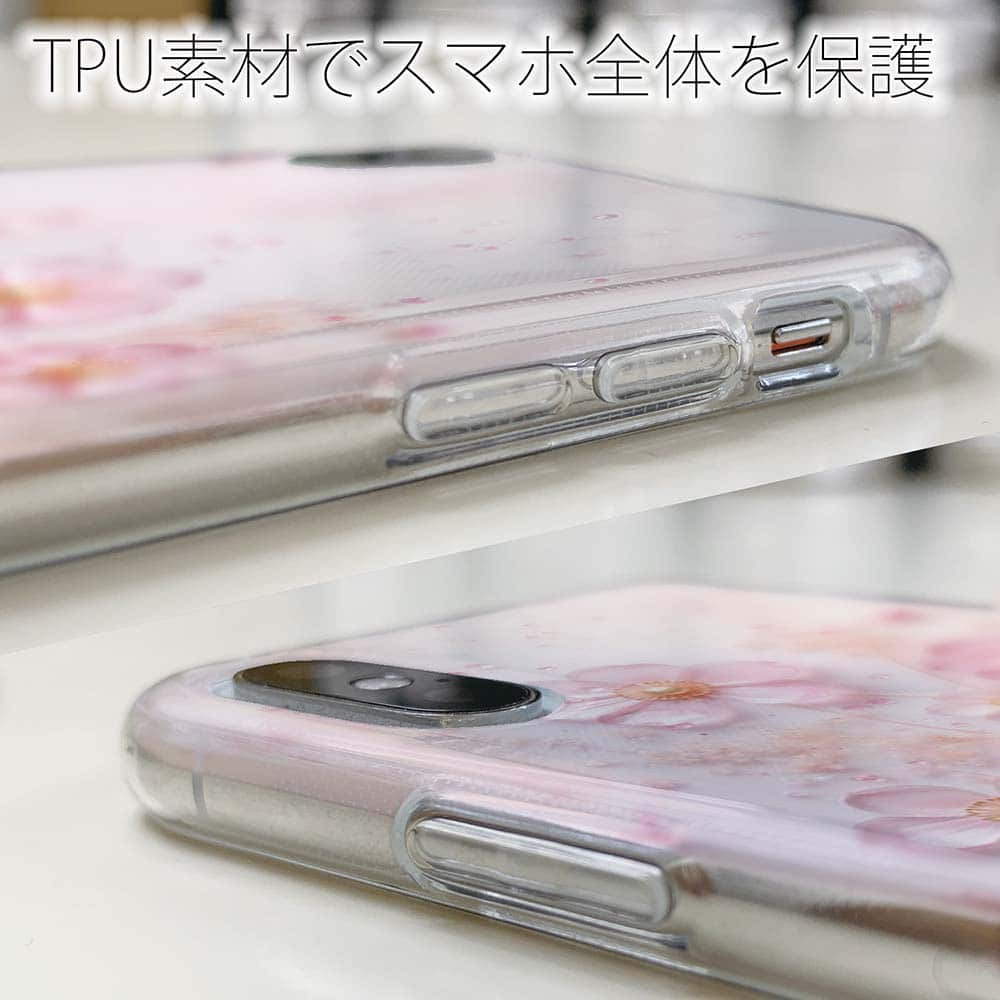 ソフトケース 花柄 スマホケース TPU プラスチックフラワー ピンク No2