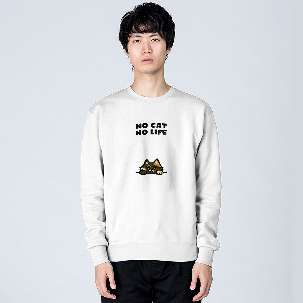 トレーナー 長袖 何か気になるサビ猫(wakat) 8.4oz (オンス) 綿100
