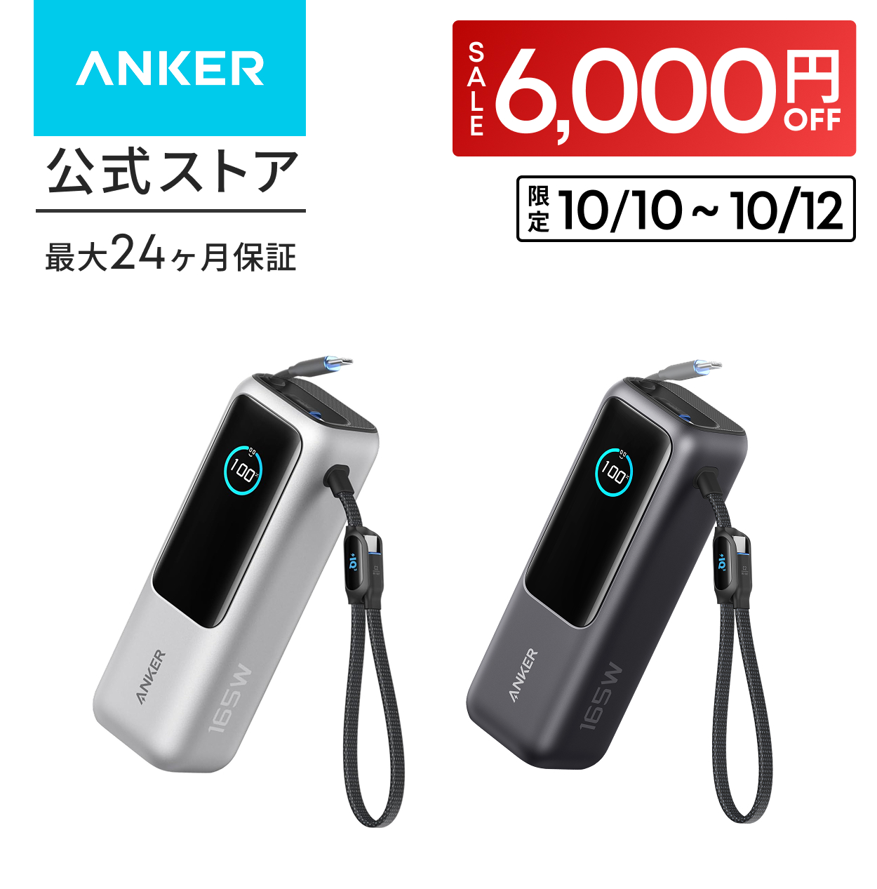Anker（アンカー） Anker Power Bank (25000mAh, Built-In & 巻取り式