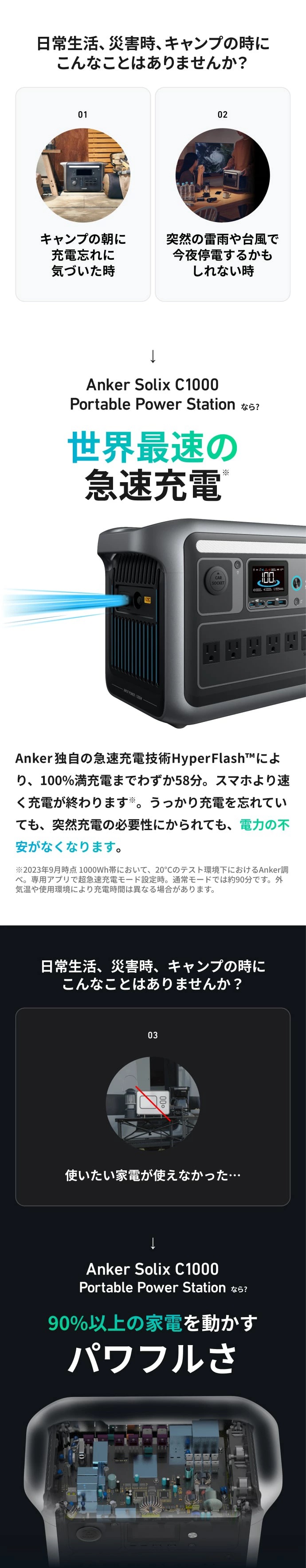 Anker Solix C1000 Portable Power Station 1056Wh 58分満充電 高出力