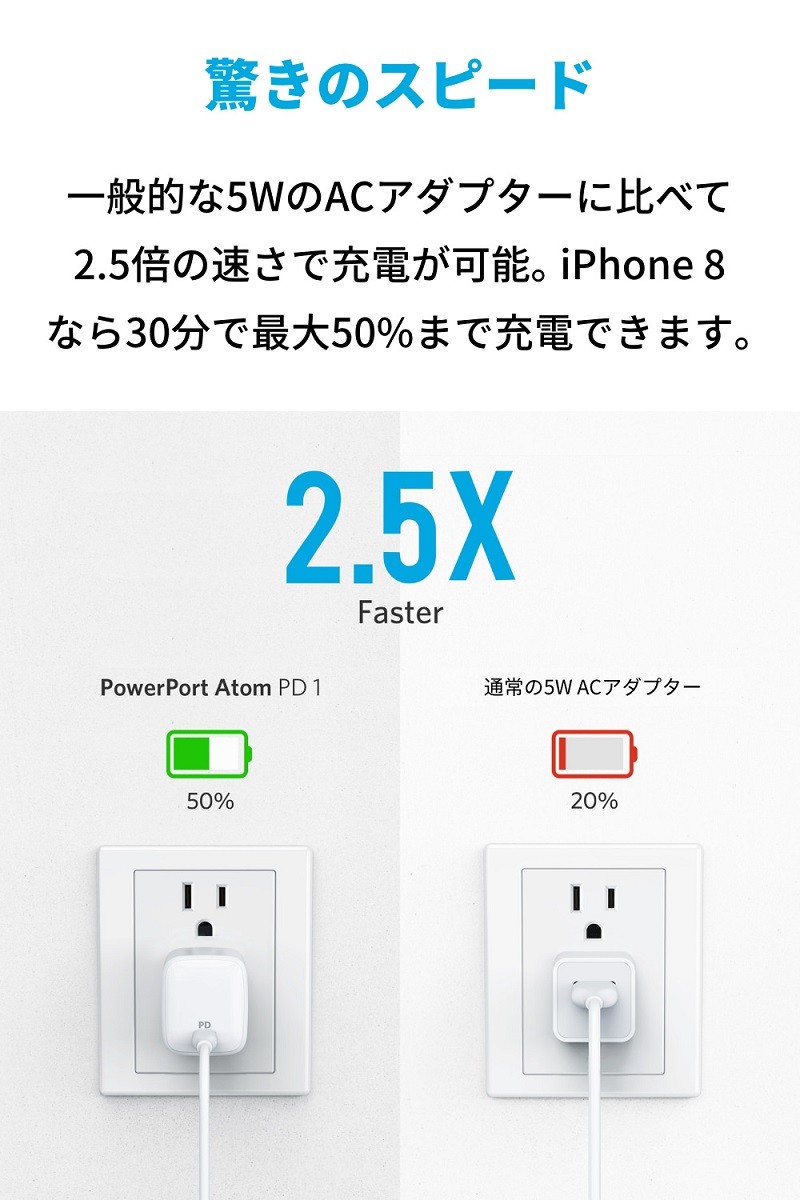 バッテリー/充電器 ANKER ATOM PD1 Anker アンカー 充電器 タイプc usb PowerPort Atom PD 1 30W 1