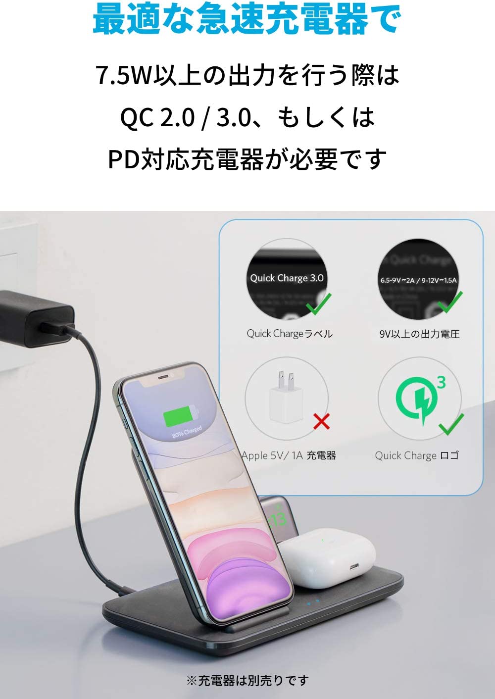 Anker（アンカー） Anker PowerWave+ 3-in-1 Stand with Watch Holder