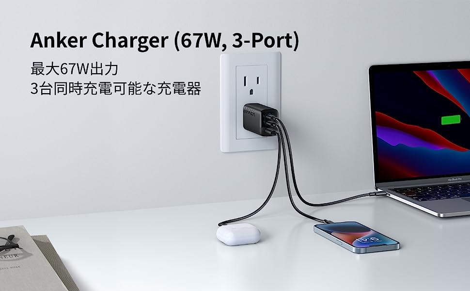 Anker（アンカー） Anker Charger (67W, 3-Port) 【USB PD対応/PSE技術