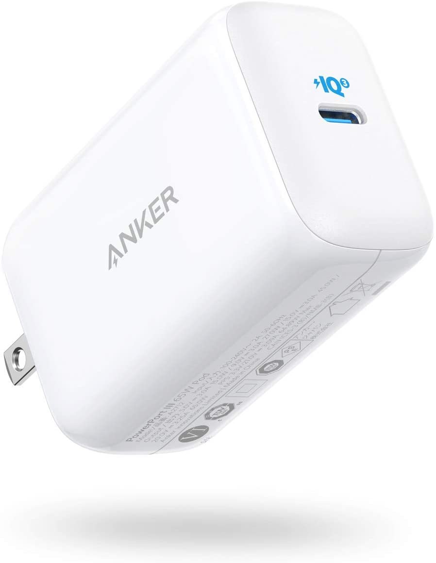 充電器 Anker PowerPort III 65W Pod (PD 充電器 USB-C) PPS規格対応 PD対応 PowerIQ 3.0 (Gen2) 搭載 PSE技術基準適合 折りたたみ式プラグ アンカー