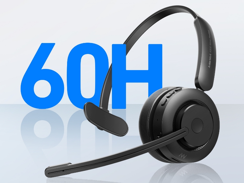 AnkerWork H300 Mono Headset（片耳タイプ ワイヤレスヘッドセット Bluetooth 5.1）充電スタンド付属 パソコン用  / Web会議 / cVcノイズキャンセリング