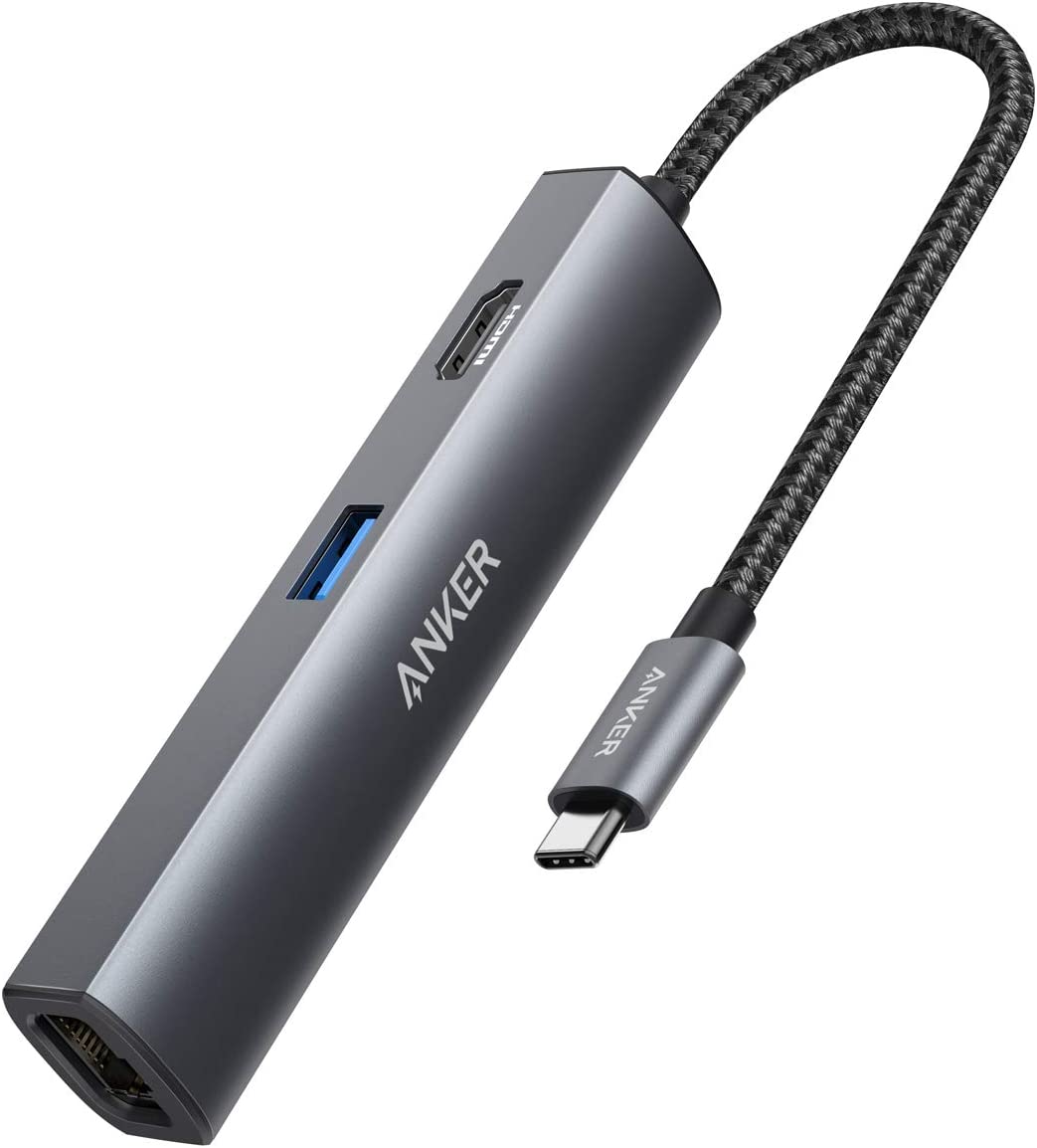 Anker PowerExpand+ 5-in-1 USB-C イーサネットハブ 4K対応HDMI出力ポート 3つのUSB-A 3.0ポート 1Gbpsイーサネットポート MacBook Pro