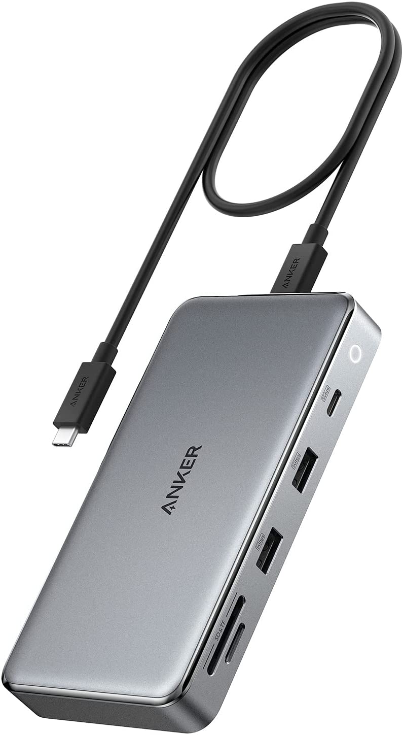 Anker 563 USB-C ハブ (10-in-1, Dual 4K HDMI, for MacBook) 100W MST機能 2画面出力 4K対応 HDMIポート 着脱式ケーブル 50cm USB PD 対応 M1 M2 MacBook 1Gbps
