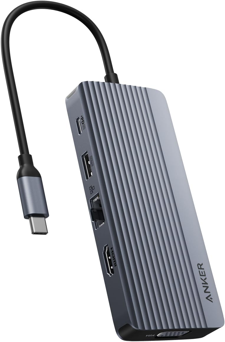 Anker USB-C ハブ (10-in-1, Dual Display) 100W USB PD対応 4K HDMIポート 1080p VGAポート 5Gbps 高速データ転送 USB-C USB-Aポート イーサネットポート