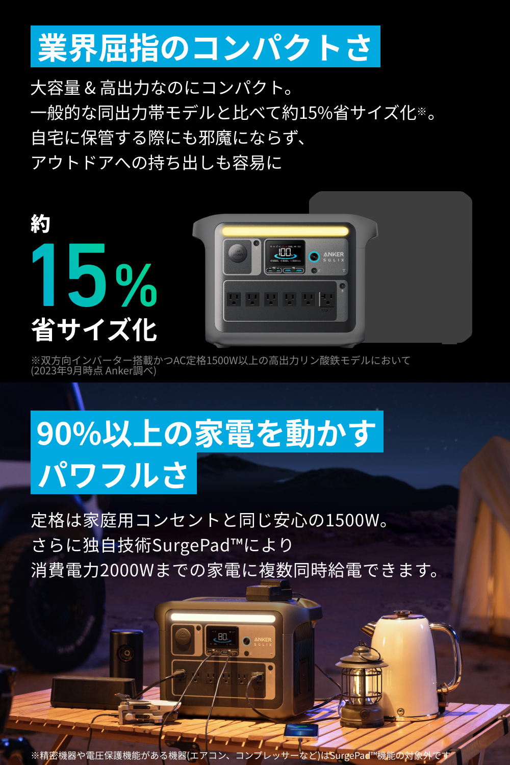 発電機・ポータブル電源 Anker Solix PS100 Compact Portable 100W ANKER Solix C1000 Portable Power Station with Solix PS100