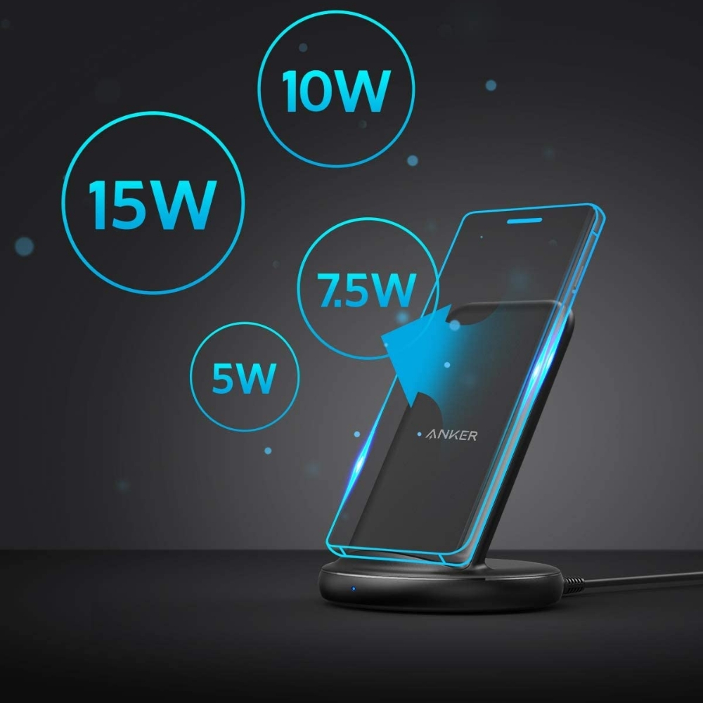 在庫限り Anker PowerWave 10 Stand ワイヤレス充電器 Qi認証 iPhone 13 Pro Galaxy 各種対応 最大10W出力  ブラック ホワイト