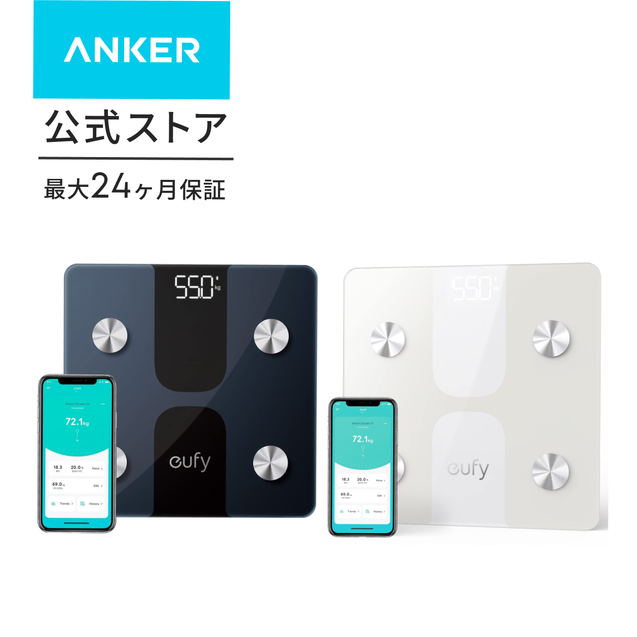 Anker Eufy Smart Scale C1�i�̏d�̑g���v�j�y�A�v���Ή� / fitbit�A�g / �̎��b�� / BMI / ��b��ӗ� / ������ / �̎��b�� / ���� / �������b�z