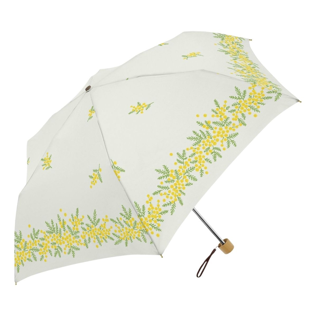 折りたたみ傘 50cm楽ミニ ミモザの花 mini MKN 黒コーティング 晴雨兼用 遮光 遮熱