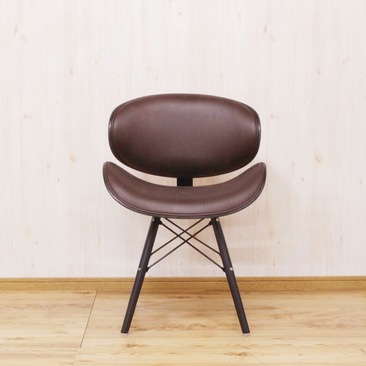 [未使用.傷あり]黒い合成皮革のダイニングチェア① lushroom 【同色2脚/4脚セット】 ダイニングチェア レザー 合成