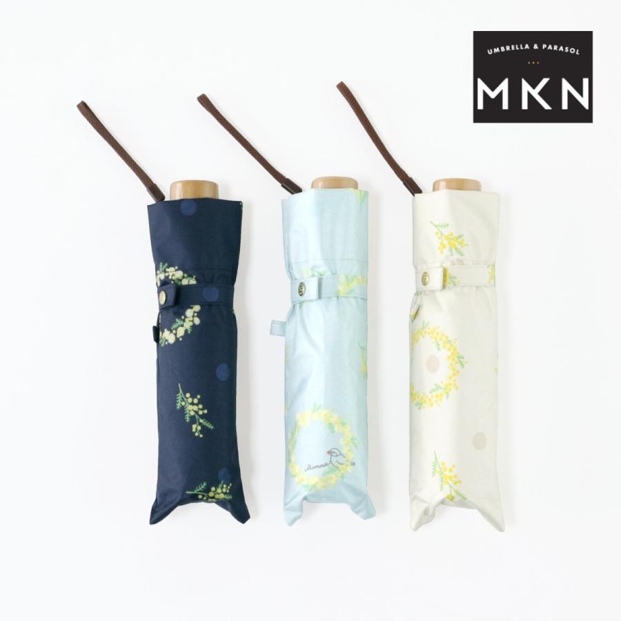 MKN 折りたたみ傘 50cm楽ミニ ミモザの花 mini 黒コーティング 晴雨