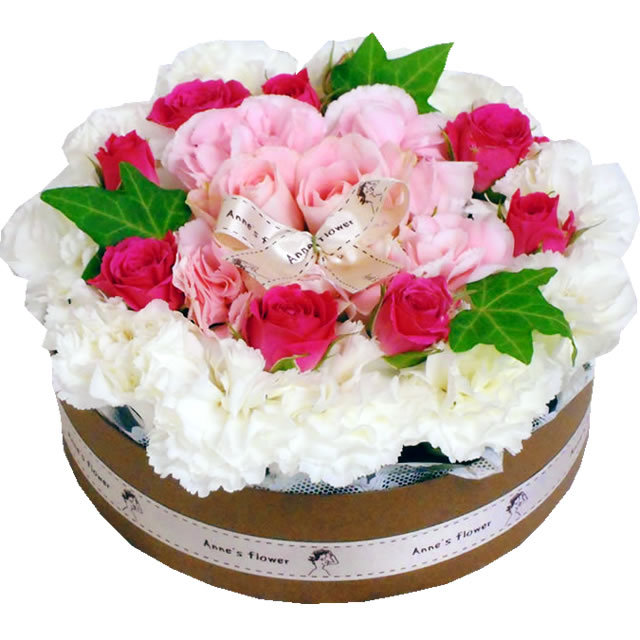 まだ間に合う！父の日 プレゼント ギフト 花 誕生日 あすつく 16時まで アン オリジナル フラワーケーキ アレンジメント ケーキ ひまわり バラ お祝い 贈り物｜anne｜02