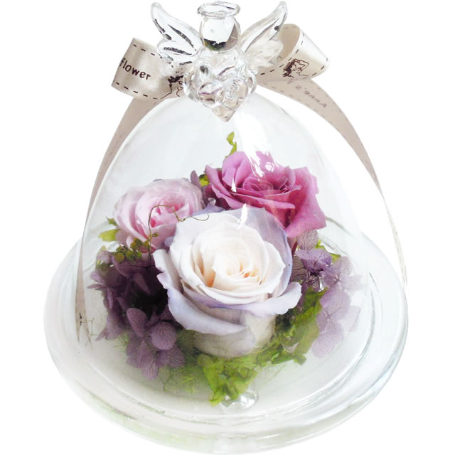 プリザーブドフラワー ガラスドーム天使のささやき バラ 誕生日の花