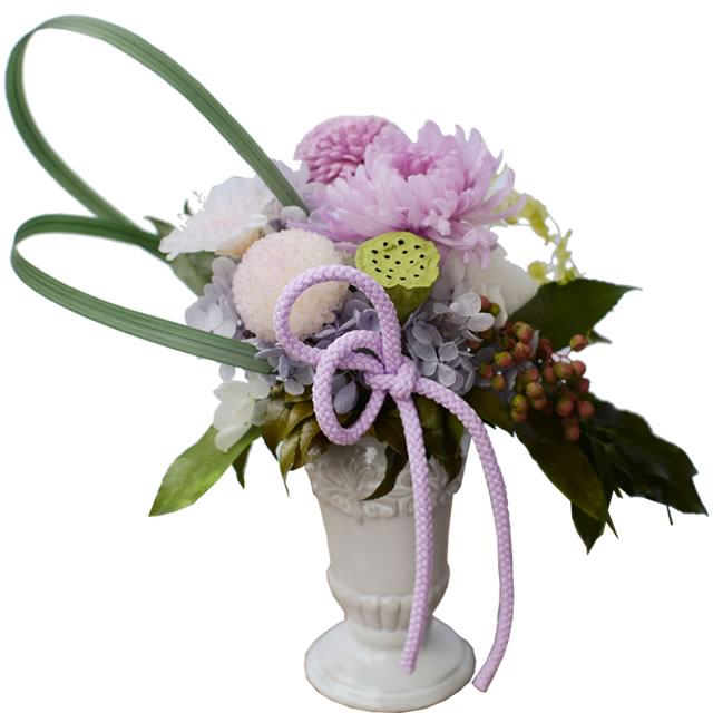 プリザーブドフラワーアレンジ仏花　一対　花器付き　お供え花　お盆 142401.jpg