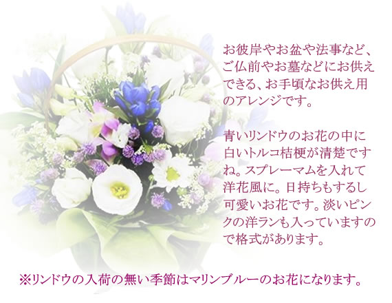 お供えアレンジ リンドウとトルコ桔梗