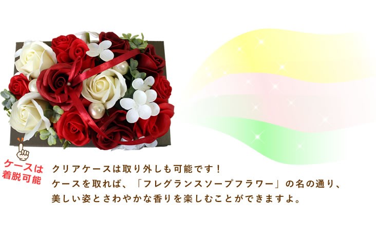 ケース入りフラワーアレンジメント ハートのアレンジメント プリザーブドフラワー アクリルケース