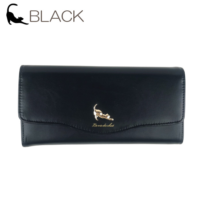 長財布 猫財布 ねこ長財布 財布 かぶせ長財布 大きく開く小銭入れ 大