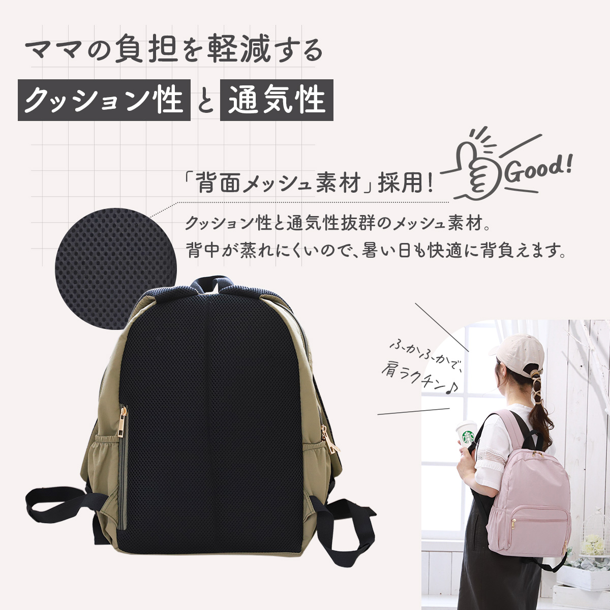 Annekor マザーズリュック 軽量 大容量 多機能 小さめ マザーズ