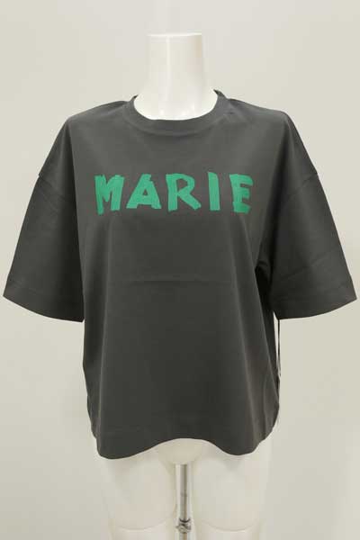 春夏値下げ【マリードール/14103/20%OFF】綿天竺丸首ワイドボディテープMARIEロゴプリントＴシャツドロップ５分袖/MARIED'OR/sps/5i56b511xx MARIED'OR 春夏値下げ【マリードール/14103/20%OFF】綿天竺丸首