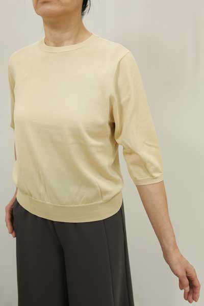 【美品】Maglia Plus マリアプラス　ニットセーター クリーム色 ドリーム 春夏SALE【マリアプラス/143002/40%OFF】綿絹ドライ