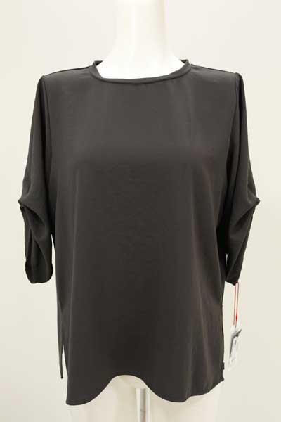 春夏値下げ【ディニテコリエ/定番/晩夏初秋/80255304/15%OFF】ポリストレッチシフォン丸首丸首サイドスリット袖山切替＆袖口タック５分袖/spt/sps/9i51b161xx Dignite collier 春夏値下げ【ディニテコリエ/定番/晩夏初秋